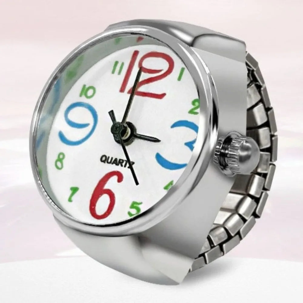 Mini Watch Rings Vintage Punk Elastic Strap Alloy Watches Women Men Couple Rings Jewelry Clock Roman Quartz Watch Rings
