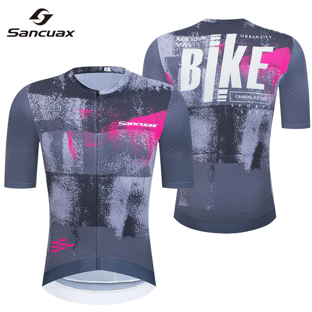 Men Cycling Jersey Sancuax Summer Cycling Racing Tops Short Sleeves Road Bike Cycling Jersey Breathable Quick Dry Cycling Shirts