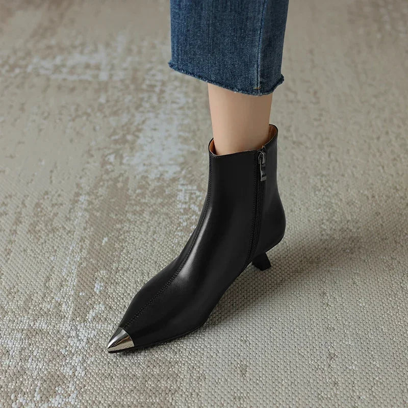 NEW Autumn Women Boots Modern Boots Women Shoes Pointed Toe Thin Heel Retro Ankle Boots High Heels Winter Ladies Shoes White