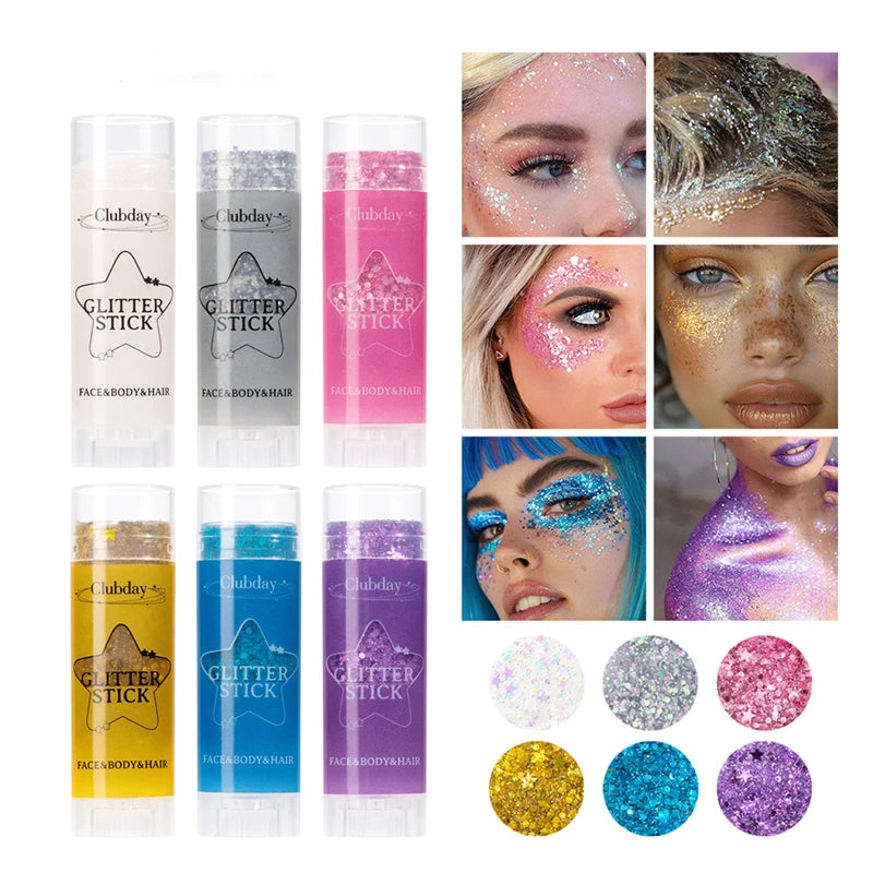 Face Body Sequins Glitter Gel Stick Makeup White Pearl Pink Highlighter Hair Painting Brighten Stage Makeup Flash Sequins Cream