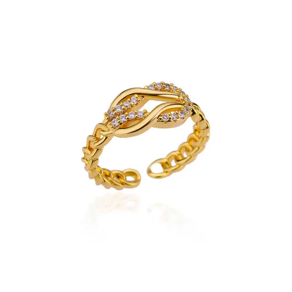 Zircon Double Star Rings For Women Gold Color Stainless Steel Opening Stars Finger Ring Wedding Party Aesthetic Jewelry Gift