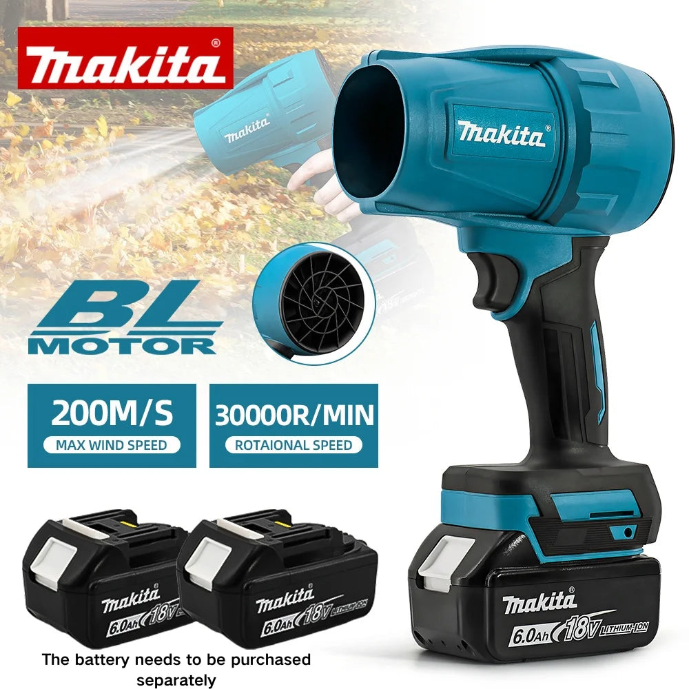 Makita 30000RPM Brushless Electric Turbo Blower Jet Fan 200M/S Handheld Leaf Dust Blowing Tool For Makita 18V Battery Pin