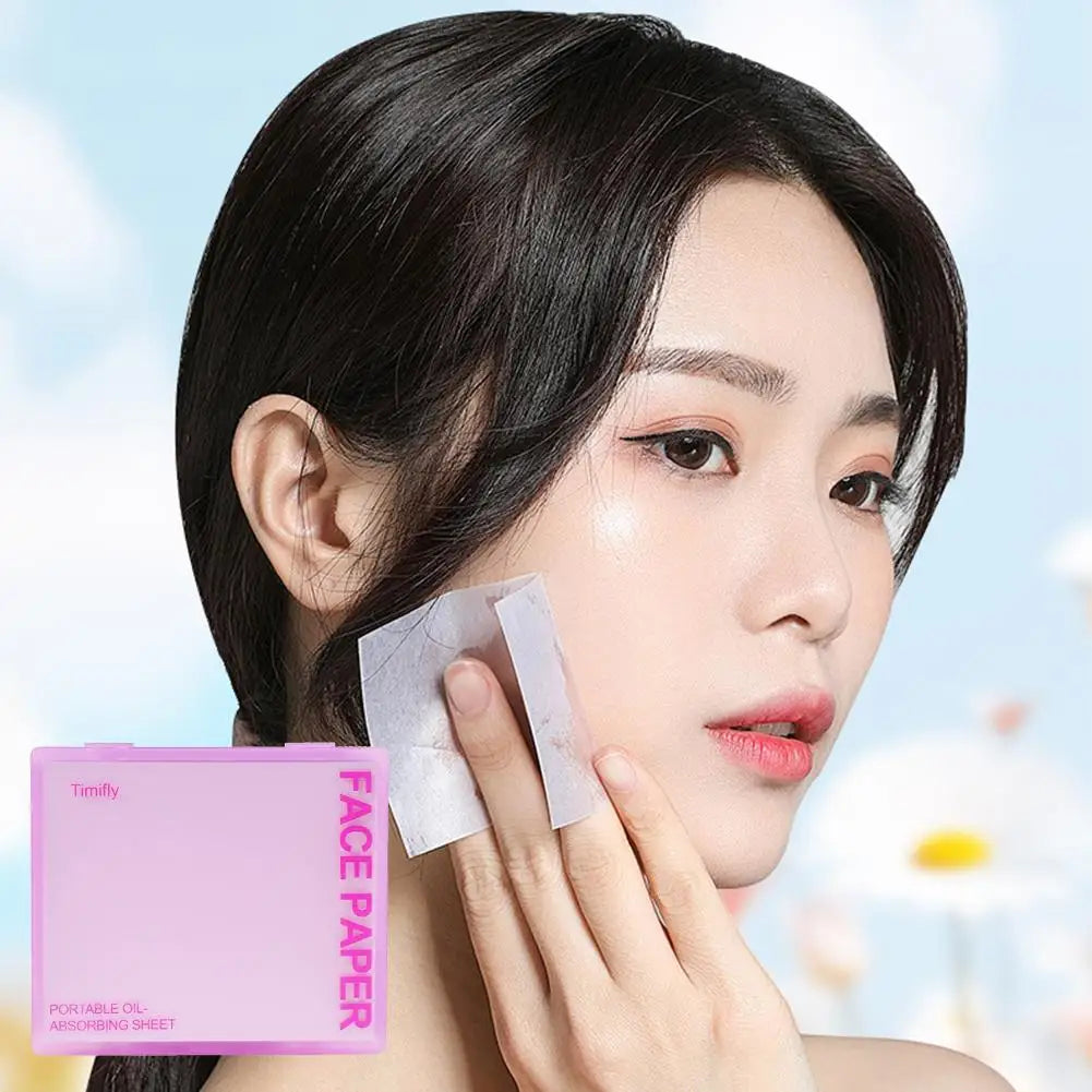 100pcs Portable Oil Absorbing Paper With Mirror Case Women Facial Care Beauty Facial Oil Blotting Paper with Mirror