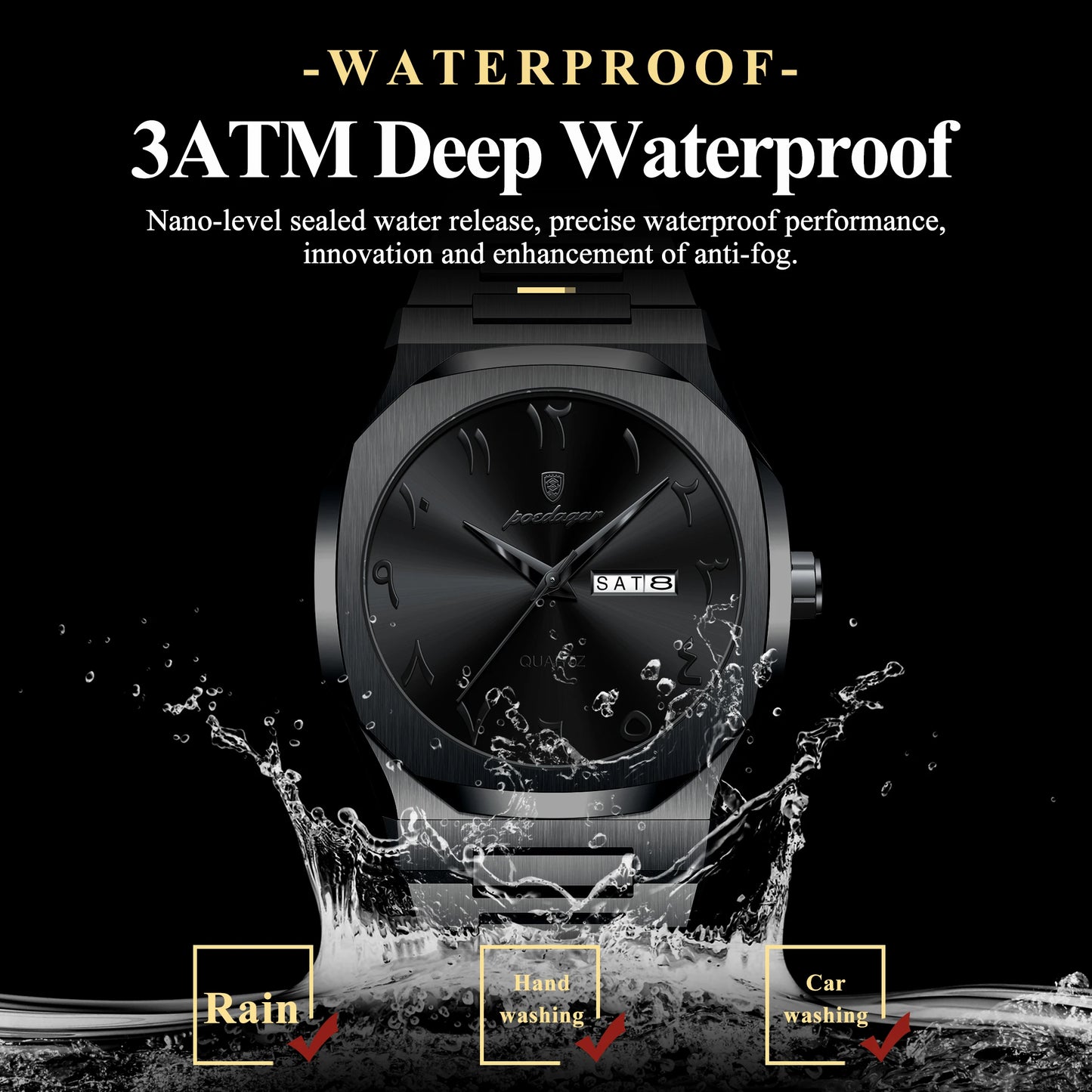 POEDAGAR Original Luxury Men's Watch Waterproof Week Date Fashion Men Wristwatch Quartz Stainless Steel Man Watches Reloj Hombre