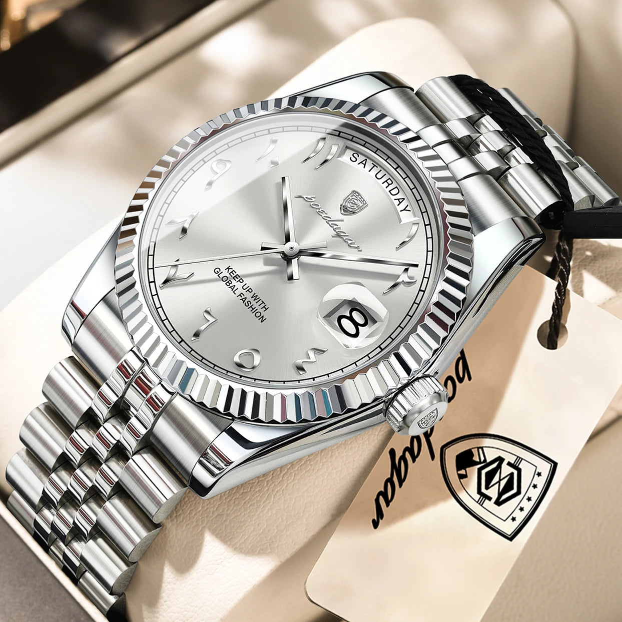 POEDAGAR Brand Fashion Men Clock Waterproof Date Week Business Man Watch Stainless Steel High Quality Quartz Men's Watches Reloj