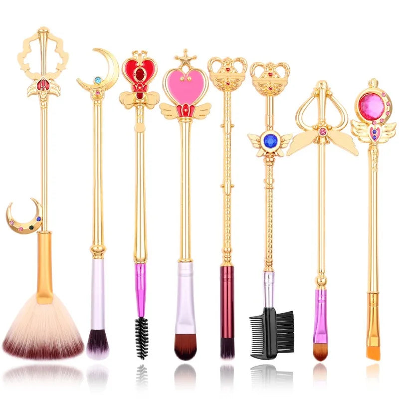 8pcs/set Sailor Moon Makeup Brushes Cosmetic Makeup Brush Set Professional Tool Kit Set Pink Drawstring Bag Included