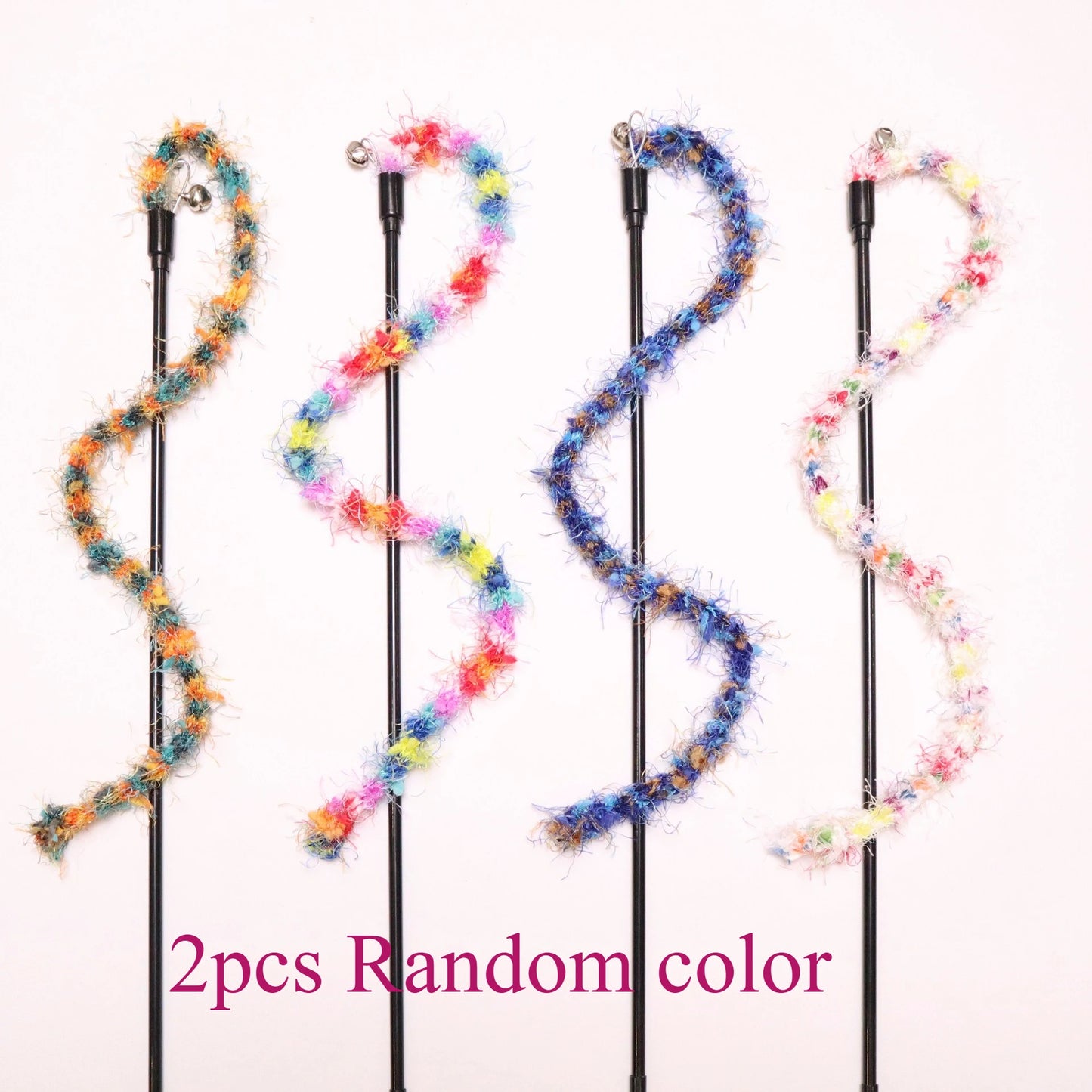 2/3/4pcs Colorful Striped Plush Rope Cat Teasing Stick Toy Knitting Wool Pet Toys
