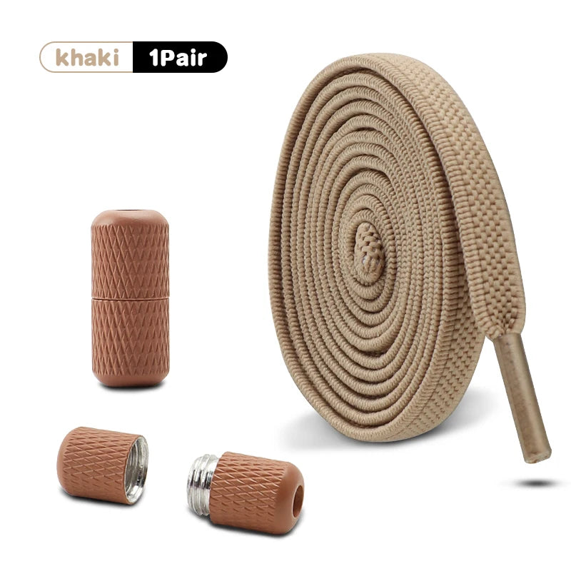 Metal Capsule Buckle Shoelaces without ties Sneaker Flats Elastic Laces Kids Adult Quick Lace On/Off Shoelace 1Pair/2Pair
