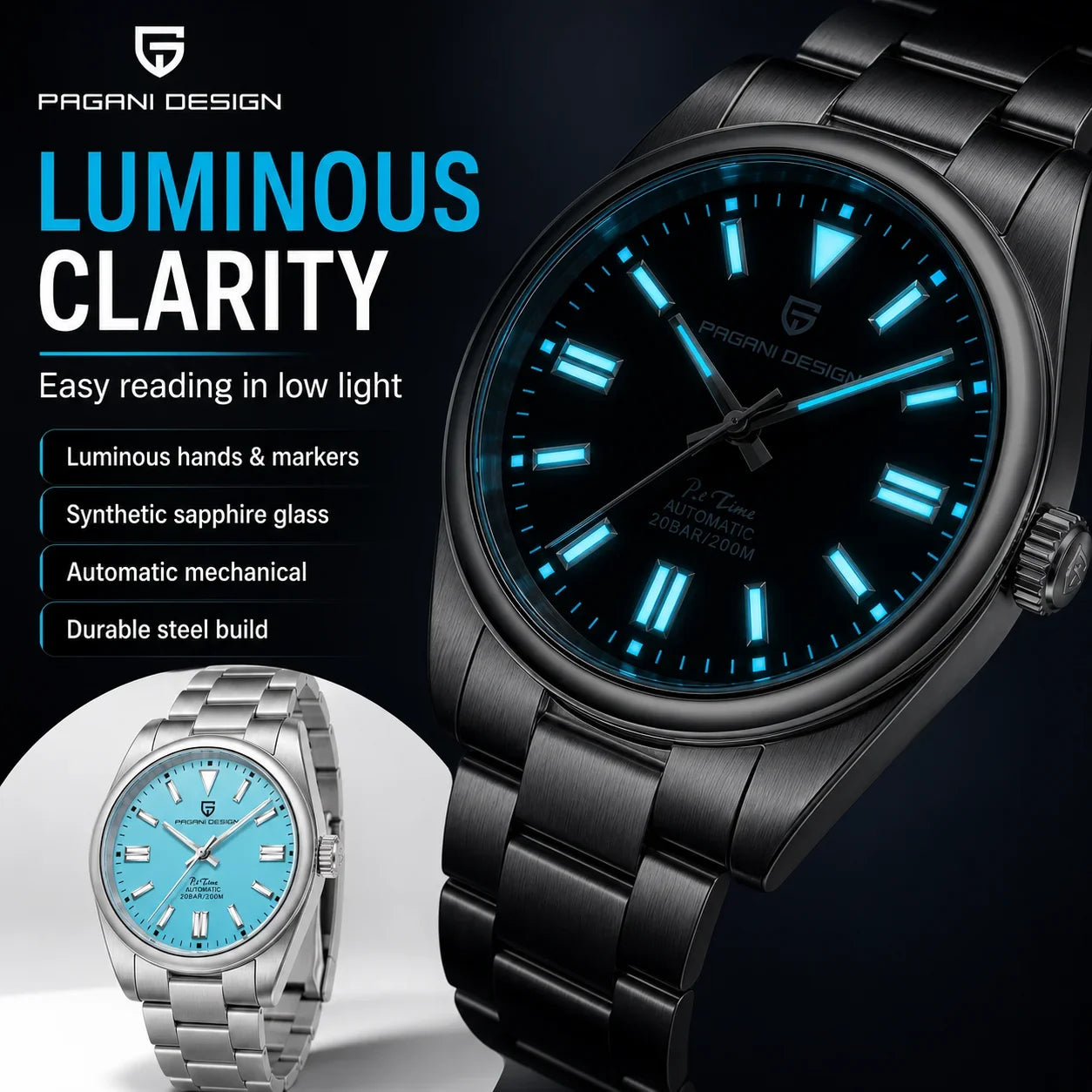 PAGANI DESIGN 2026 New luxury automatic mechanical men watch stainless steel V2 sapphire crystal CS  20bar reloj hombte