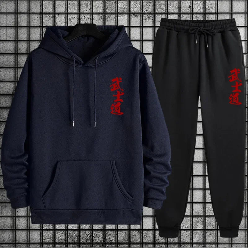 2026 New Arrival Men's Sportswear Hoodie + Pants Urban Casual Sport Jogging Suit Autumn Winter Male Fashion Sweatshirt Tracksuit