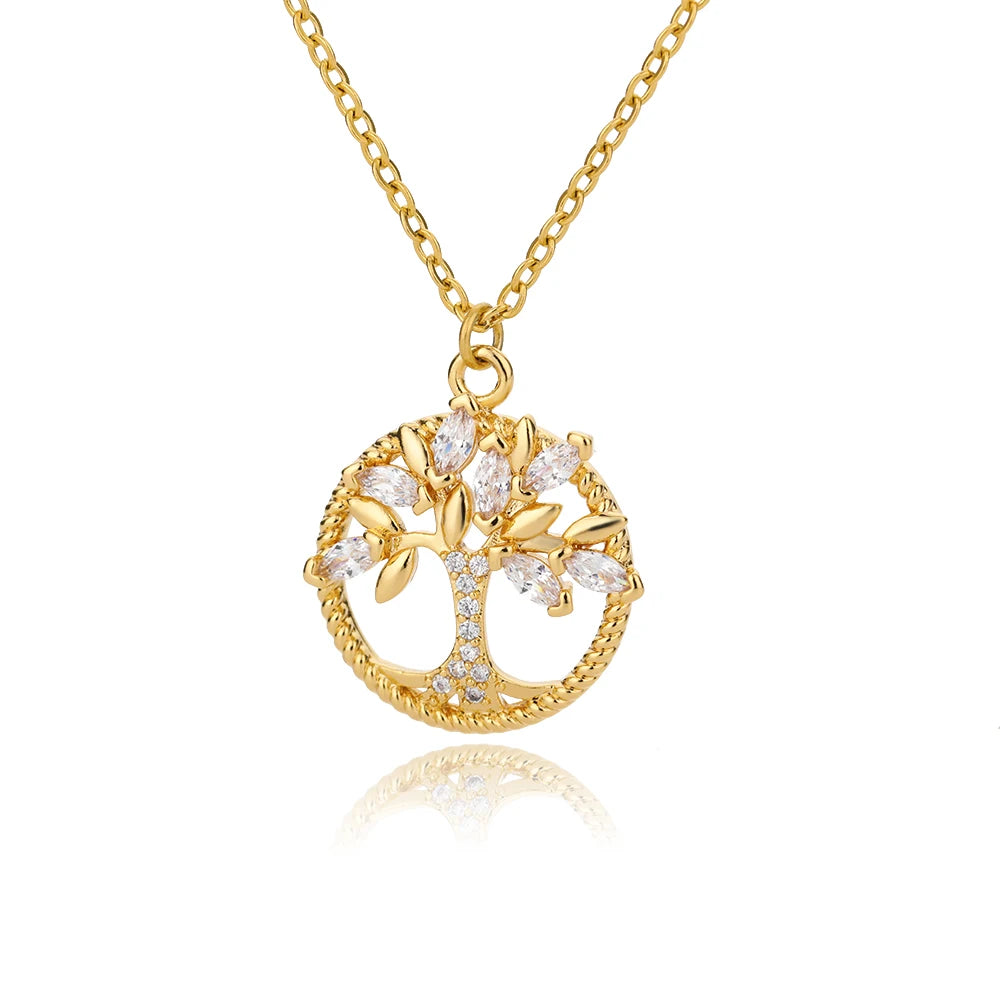 Tree of Life Necklace for Women Stainless Steel Long Chain Pendants Necklaces 2023 Trend Choker Aesthetic Jewelry collares mujer