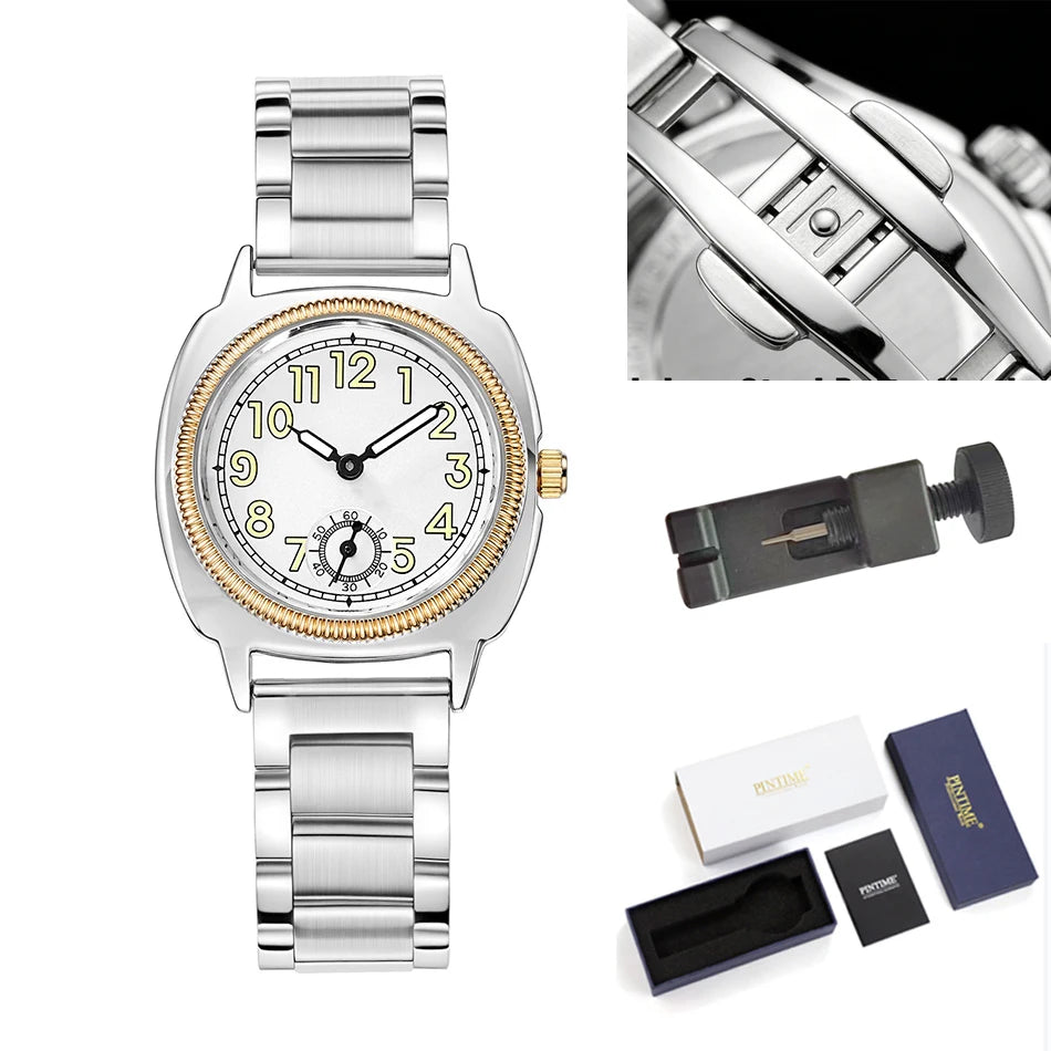 Simple Watch Stainless Steel Strap Handmade Distressed Vintage Style Waterproof Quartz Square Men's and Women's Watches