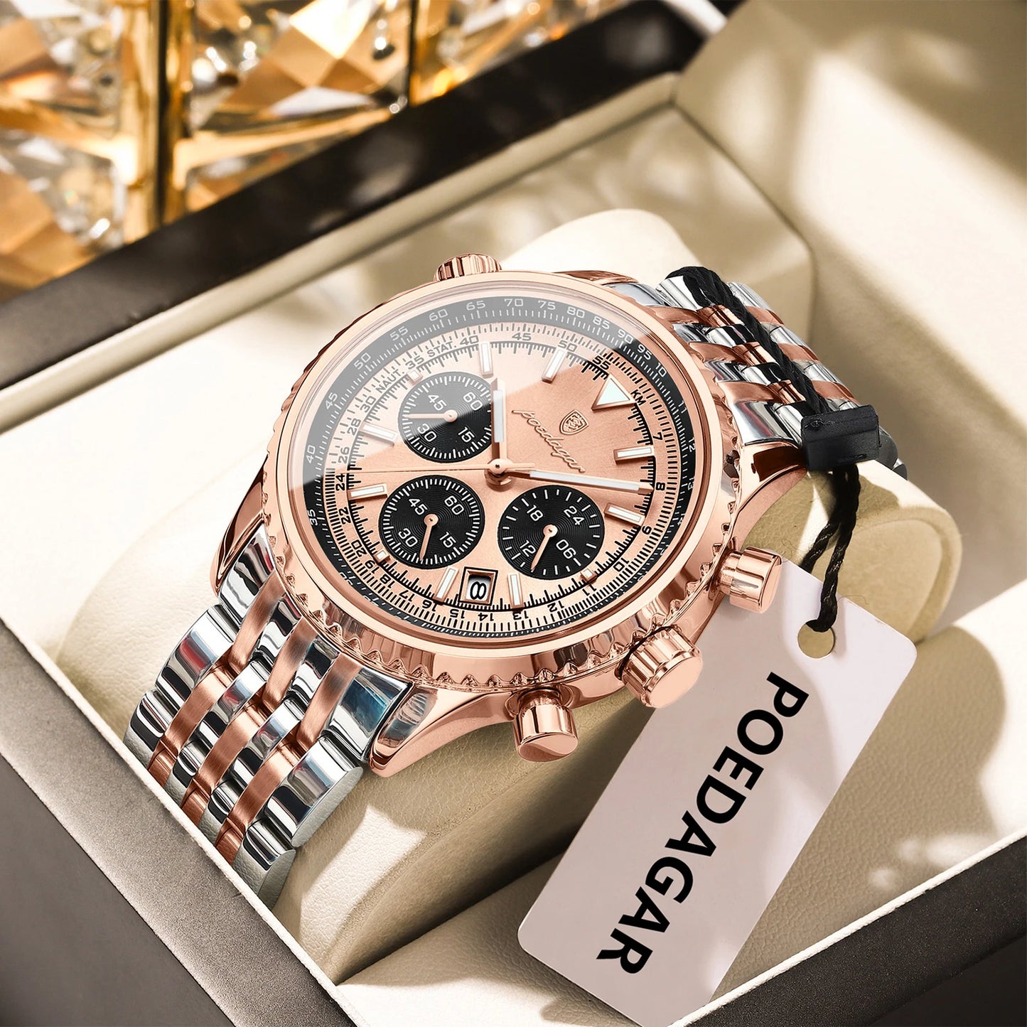POEDAGAR Top Luxury Men's Watches Waterproof Luminous Chronograph Date Male Watch Stainless Steel Military Quartz Men Wristwatch