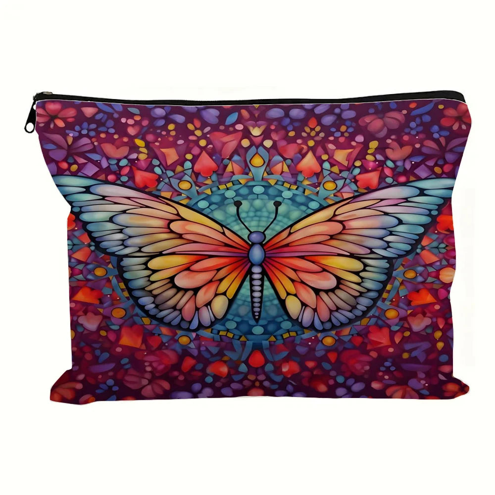 Animal Tree Printing Cosmetic Bag Foldable Lightweight Zipper Closure Makeup Bag for Women and Girls