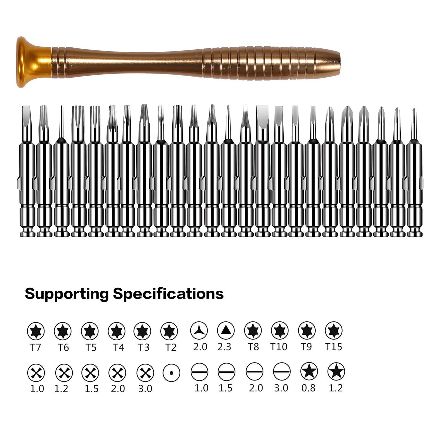 25-in-1 Mini Screwdriver Repair Tool Kit , Pentalobe 0.8 1.2 P5 Torx T5 Screwdrivers for MacBook Pro Watches Glasses iPad