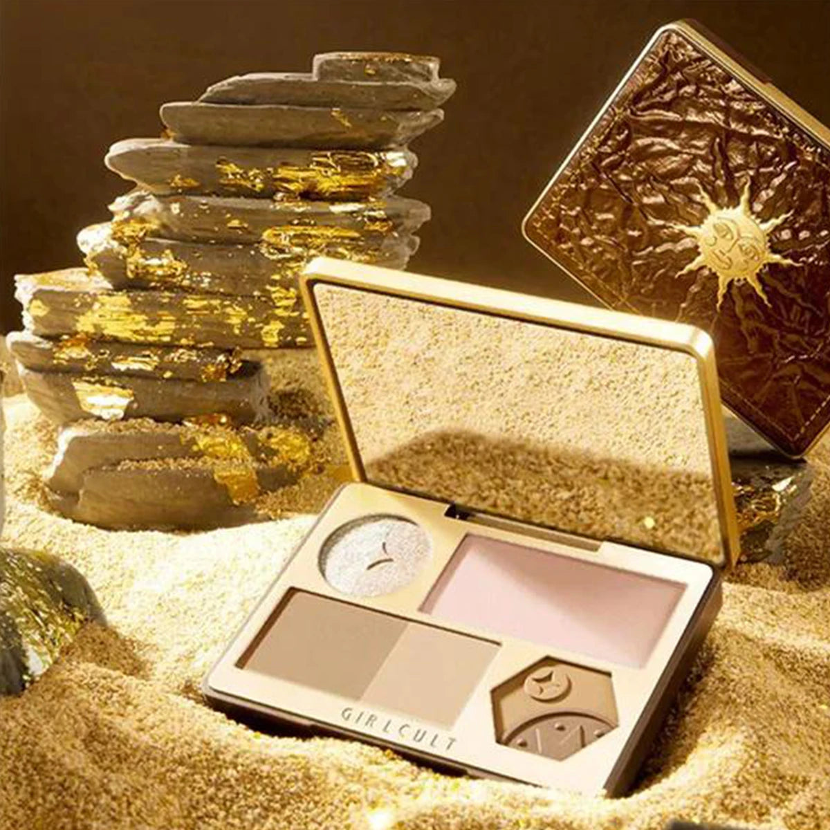 Girlcult Face Palette 01 Rosewood,All-in-One Makeup Palette,Smooth Powder Texture,Highly Pigmented,Natural Nude Makeup Effect