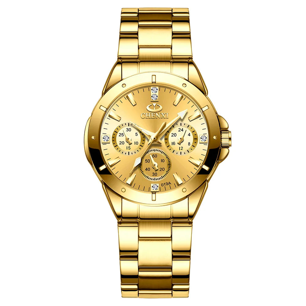 CHENXI Watches Women‘s Fashion Luxury All Stainless Steel High Quality Rhinestone Ladies Quartz Wristwatches for Women