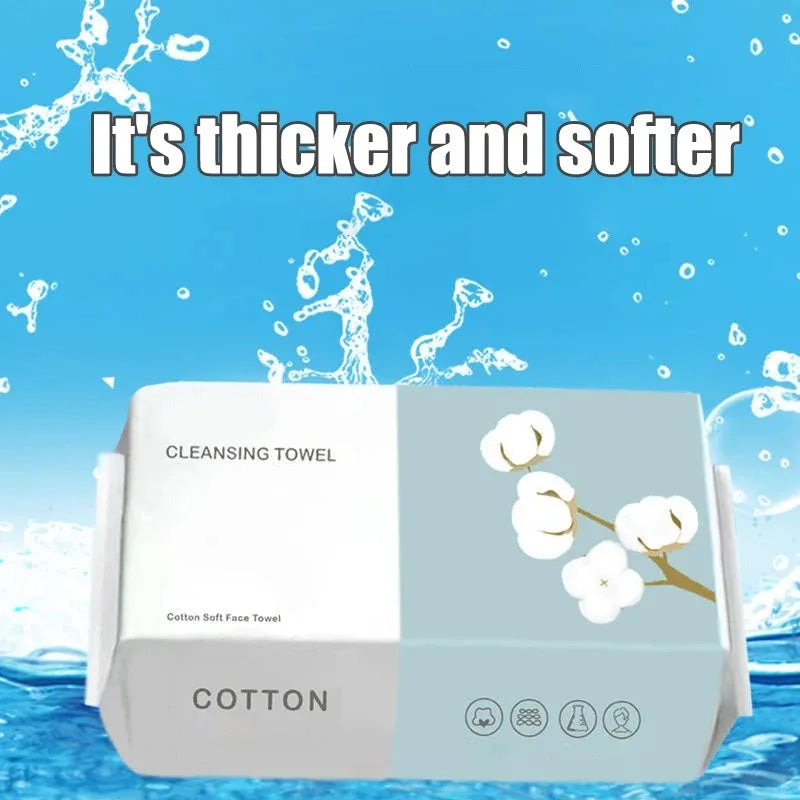 1 Pack of 100pcs Disposable Face Towels, Soft Makeup Remover Wipes, Travel Facial Cleansing Cotton Rounds, Dry & Wet Use