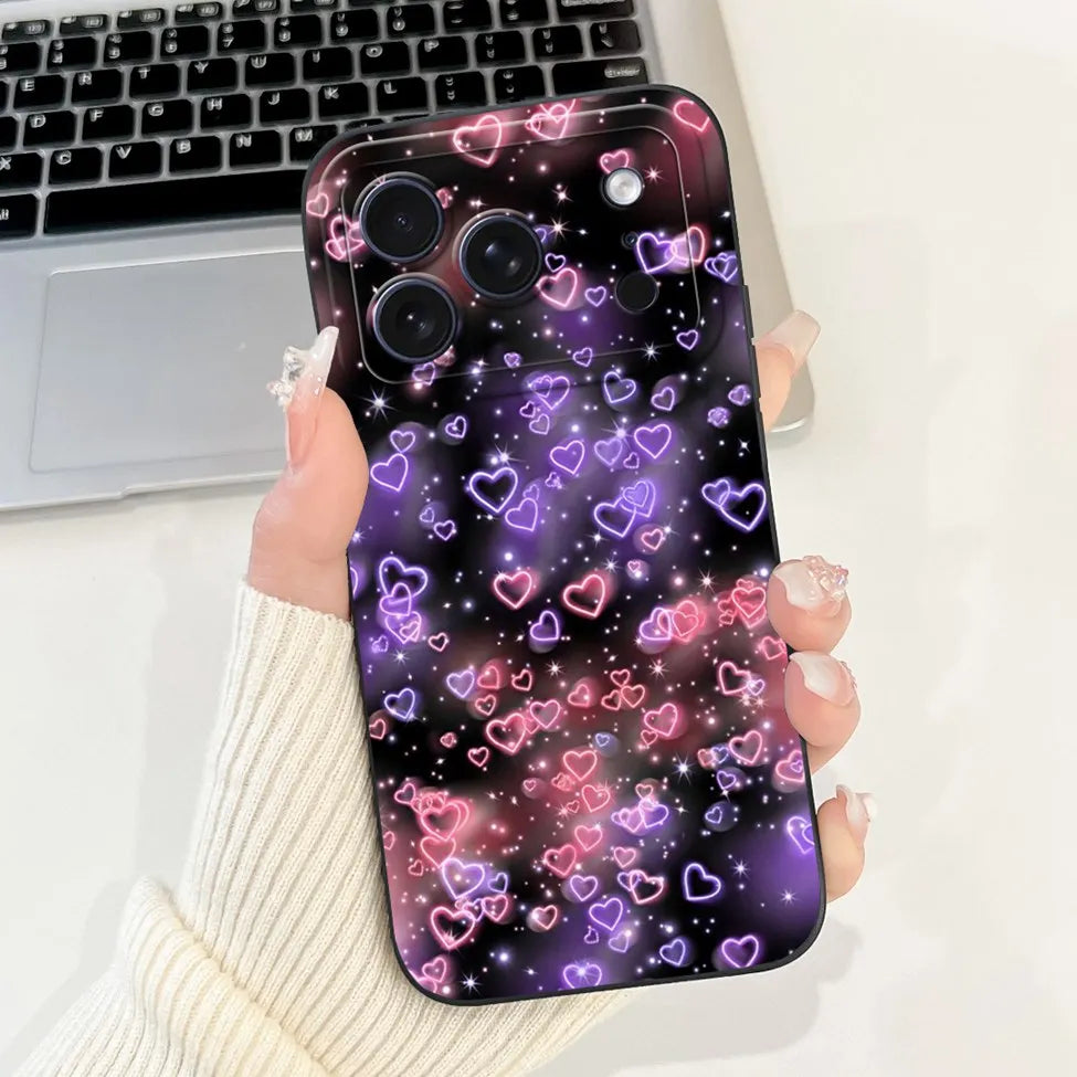 For iPhone 17 Pro Case Silicone Luxury Flowers Cute Kawaii Funny Painted Cover For iP 17 Pro Phone Case A3256 A3522 A3523 A3524