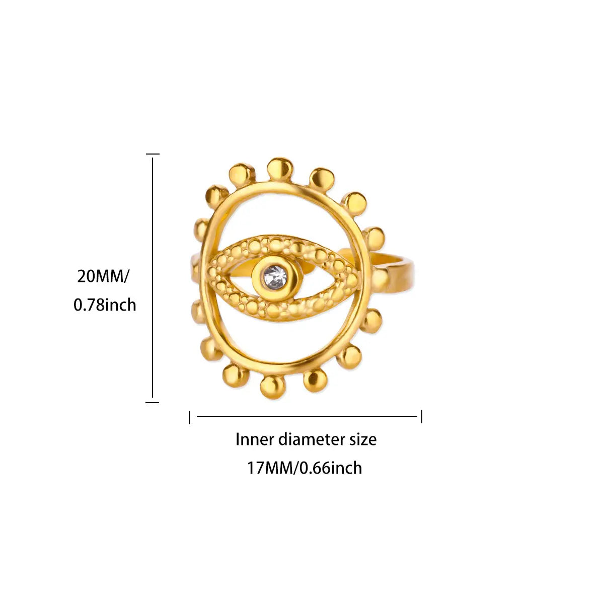 Luxury Zircon Evil Eye Rings For Women Gold Color Lucky Eye Opening Ring Women Trendy Punk Gothic Aesthetic Jewelry Accessories
