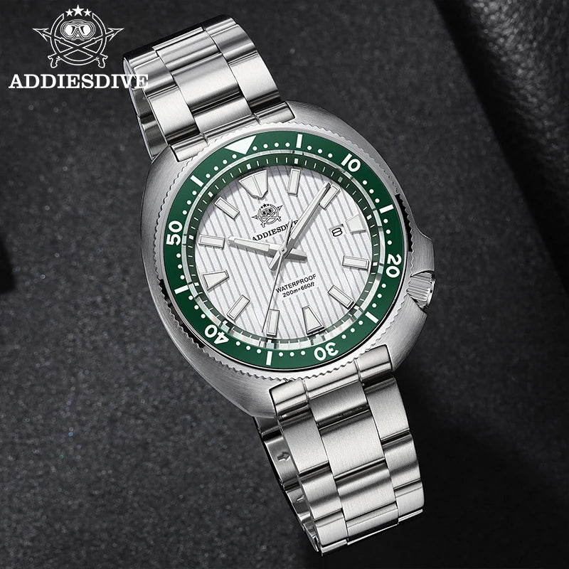 ADDIESDIVE Japan 2115 Sapphire Crystal Men's Watch Waterproof Stainless Steel Quartz Watches Ceramic Bezel Super Luminous Clock