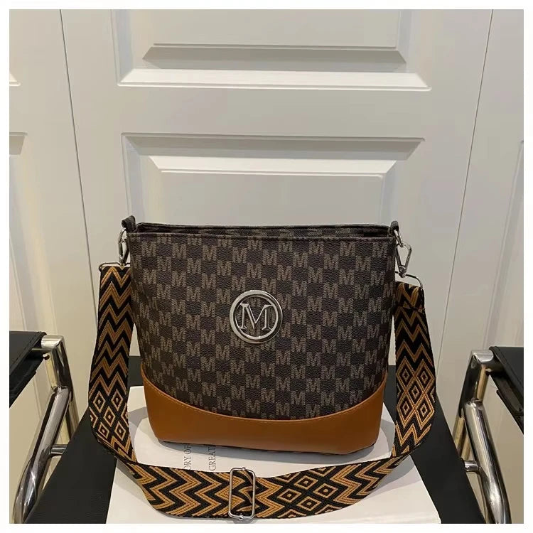 Two-Tone Color Blocking Women Bucket Bag Large Capacity Multi-Way Tote Elegant Casual Daily Use Handbags