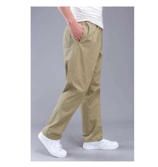 Spring Summer Men cargo pants simple cotton khaki Stretch loose 8XL 9XL 10XL 12XL 13XL Pants Big Size Oversize Straight Trousers