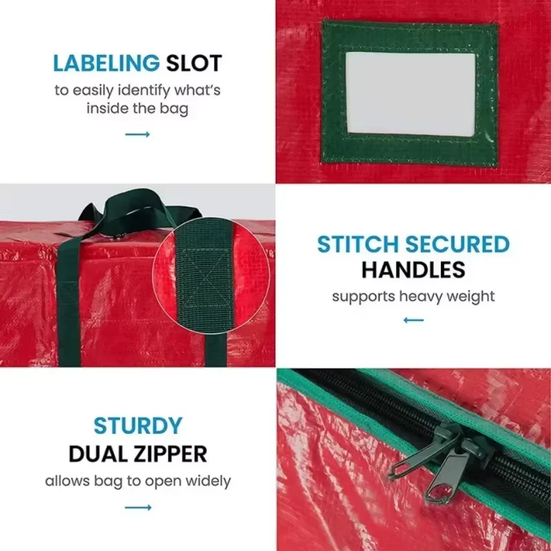 LUSQI Christmas Tree Storage Bag For 7.5-9ft Trees Multifunctional Storage Bag Waterproof Red Green Grey Strong Oxford Cloth Box