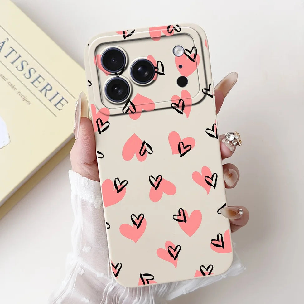 For iPhone 17 Pro Case Silicone Luxury Flowers Cute Kawaii Funny Painted Cover For iP 17 Pro Phone Case A3256 A3522 A3523 A3524