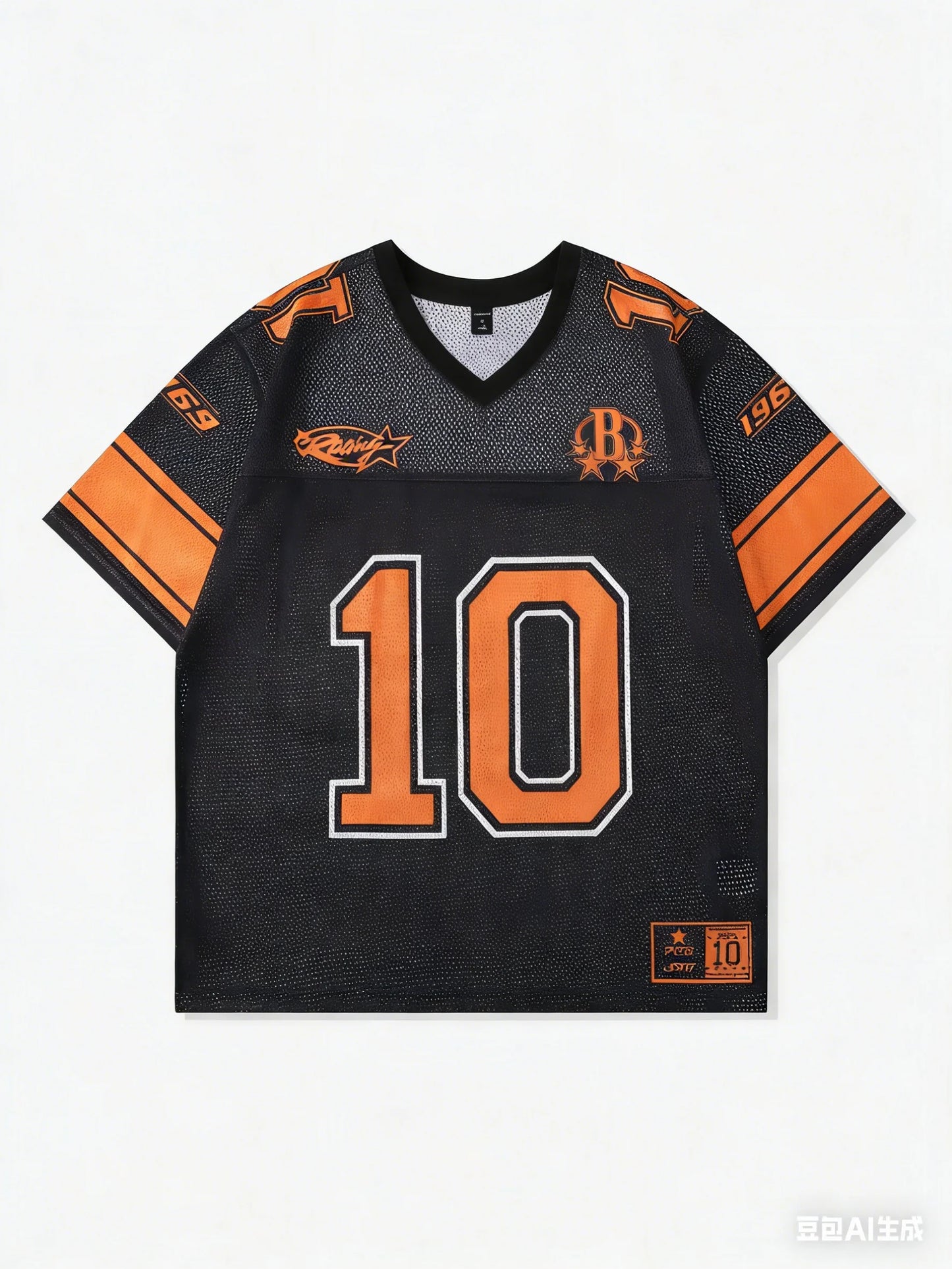 Women Summer T Shirt Number 10 Orange Jersey Print Tee Casual Short Sleeve V Neck Top Fashion Sporty Streetwear Trendy Top