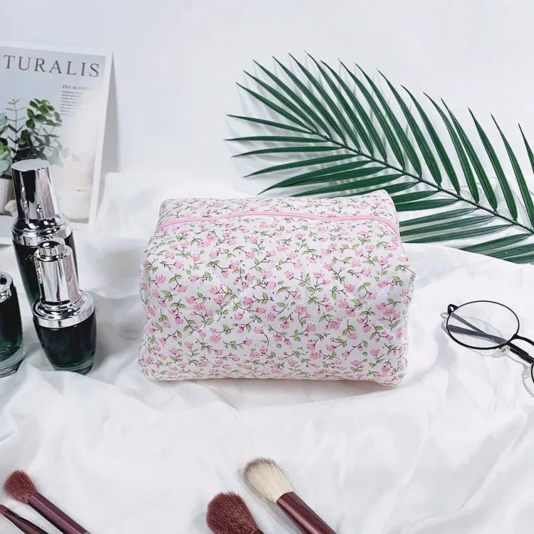 Custom Name Floral Makeup Pouch Embroidered Featuring a Floral Design Wash Bag, Travel Cosmetic Bag Suitable for Bridesmaid Gift