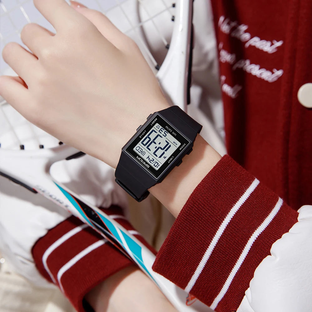 SANDA Woman Fashion Watches Fashion Sports Watch Silicone Strap 3ATM Waterproof Time Display Women's LED Digital Watch Gift