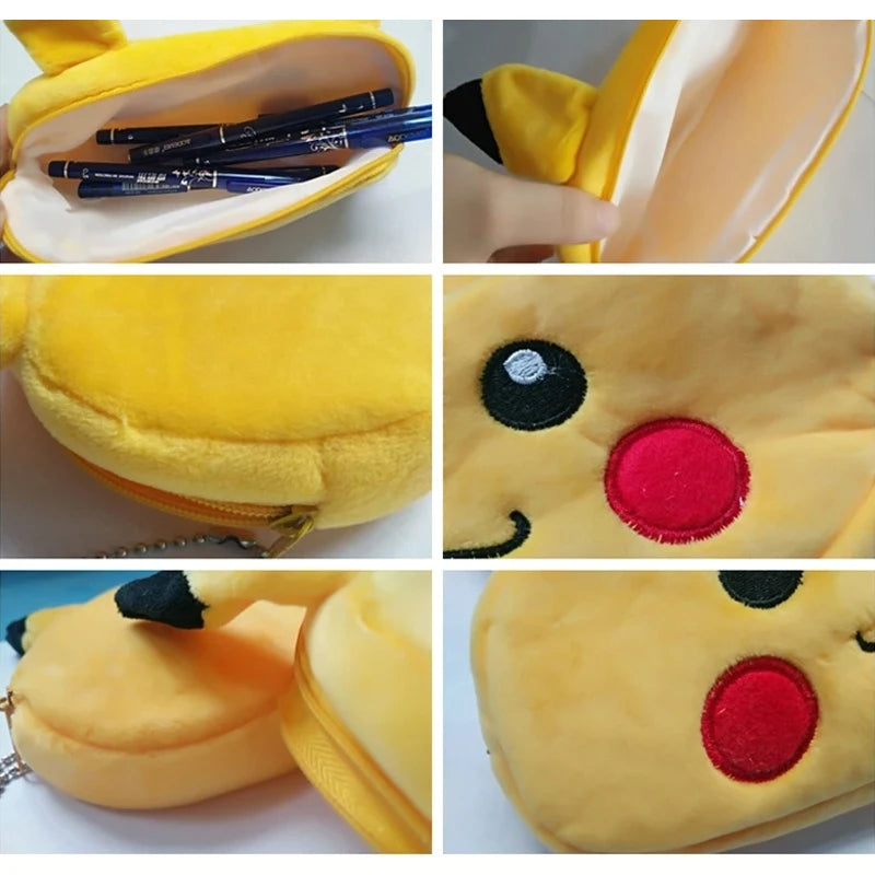 New Pokemon Anime Pikachu Pencil Case Cute Plush Pencil Boxes for Girls Makeup Bag Student School Stationery Supplies Kids Toys
