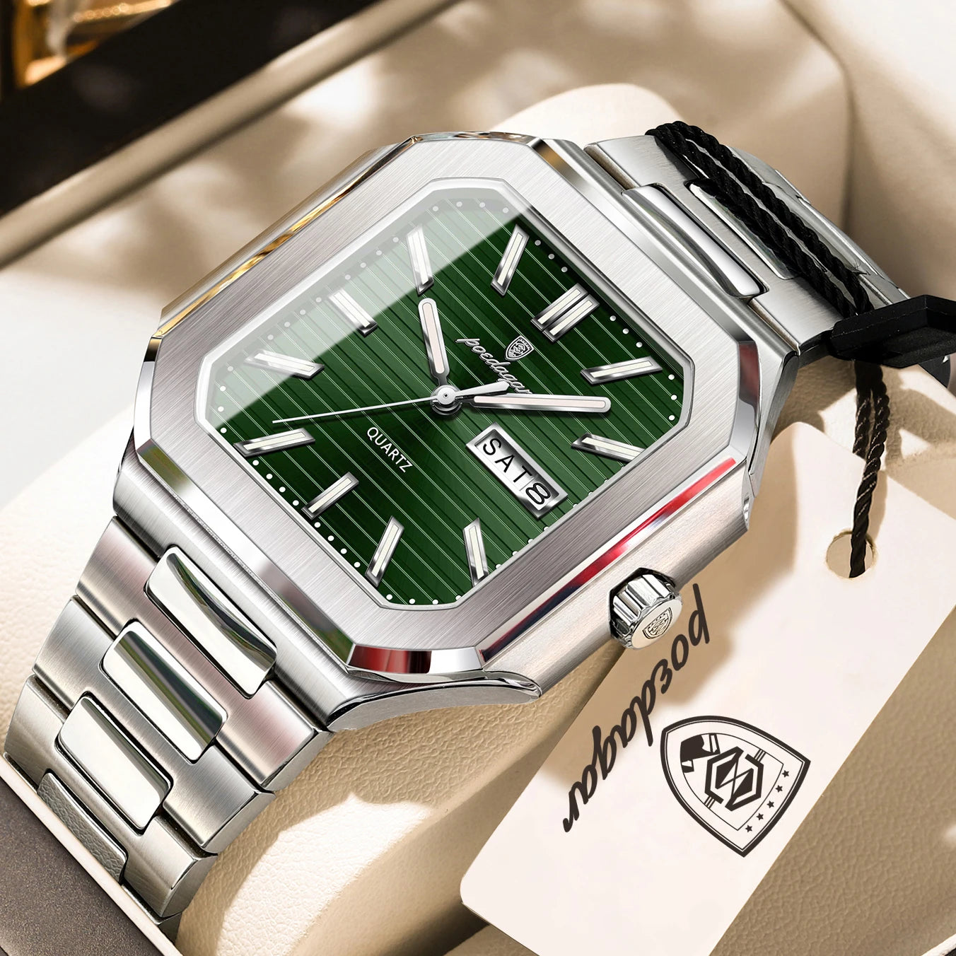 POEDAGAR Business Male Watch Waterproof Luminous Date Week Classic Watches For Men Stainless Steel Men's Quartz Wristwatch Reloj