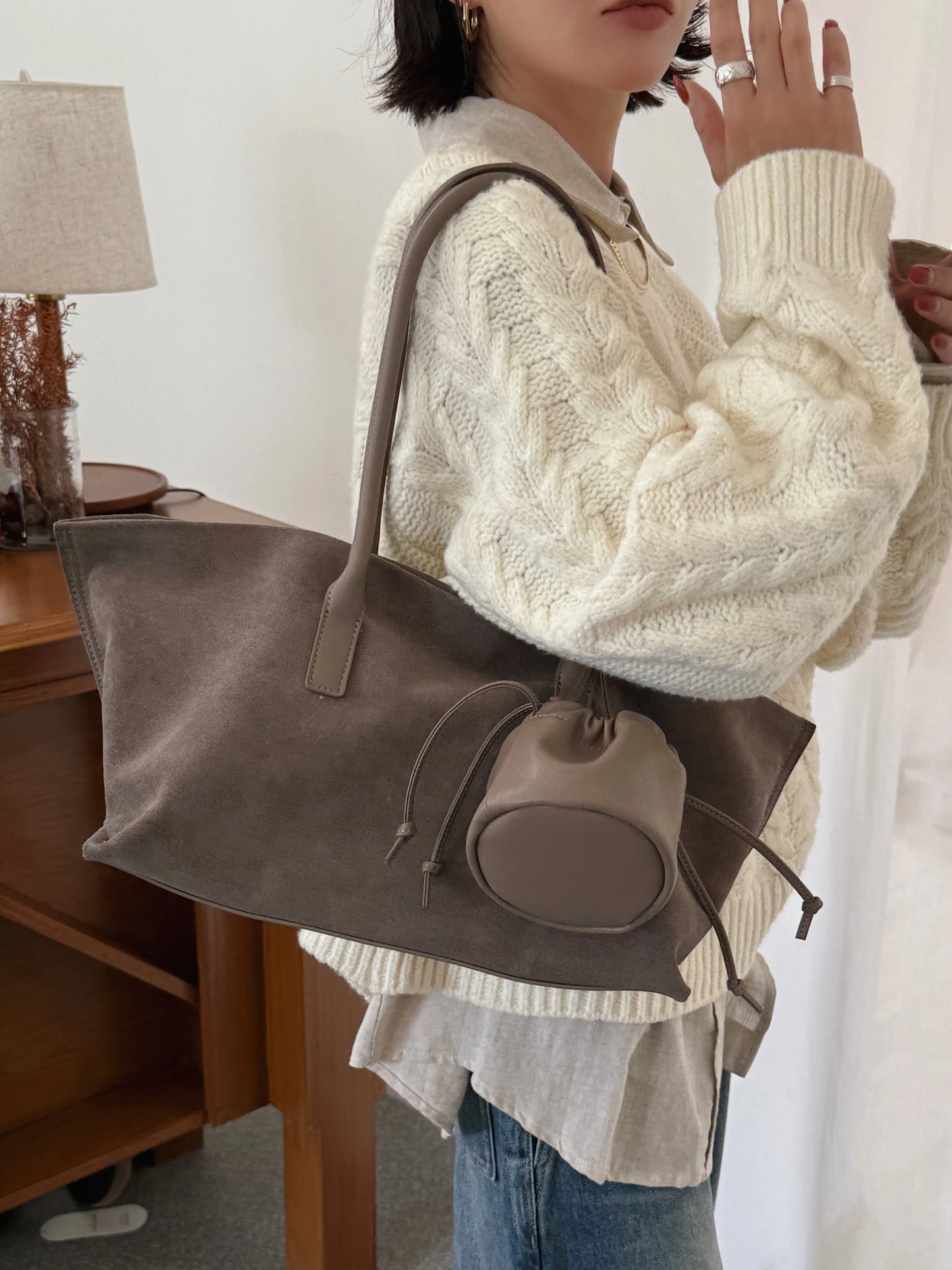 Motingsome Oversized Suede Tote Bag Women Shoulder Handbag and Purses Luxury Design Bags Roomy Casual Tote Large Capacity New In