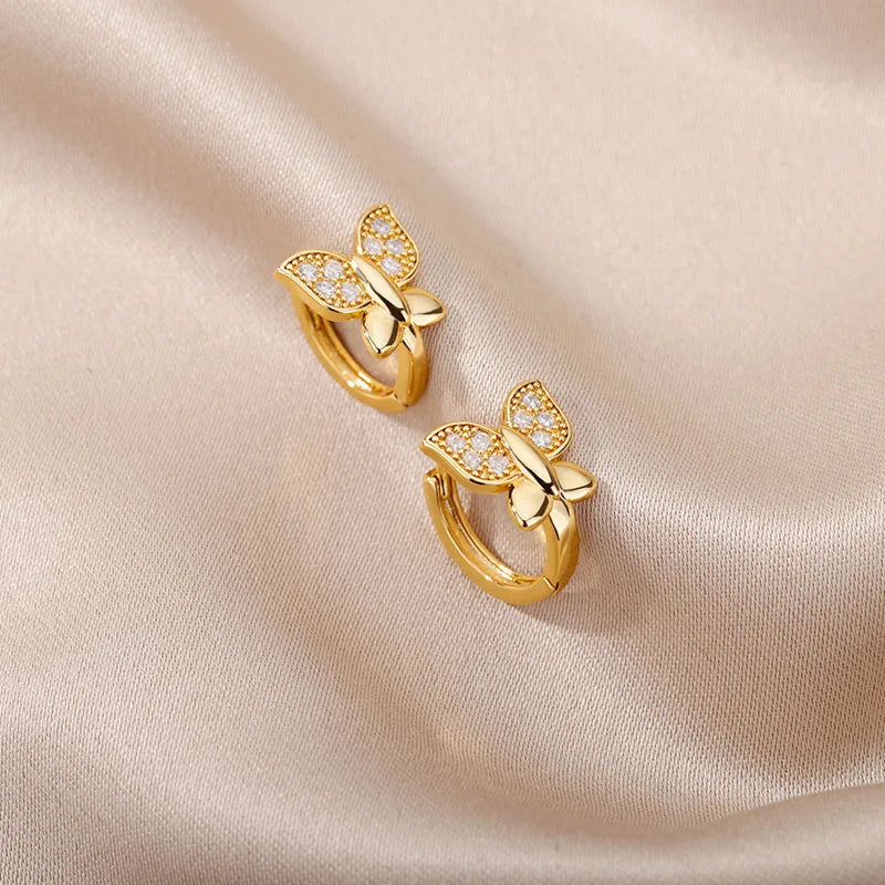 Butterfly Earrings For Women Girls Modern Gold Color Stainless Steel Earrings 2026 Trend New in Wedding Aesthetic Jewelry Femme