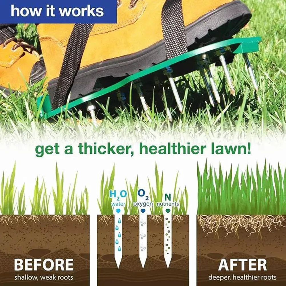 Lawn Aerator Shoes Aerator Spiked Sandals with Adjustable Strap Grass Spiked Shoes Anti-Slip for Yard Patio Garden