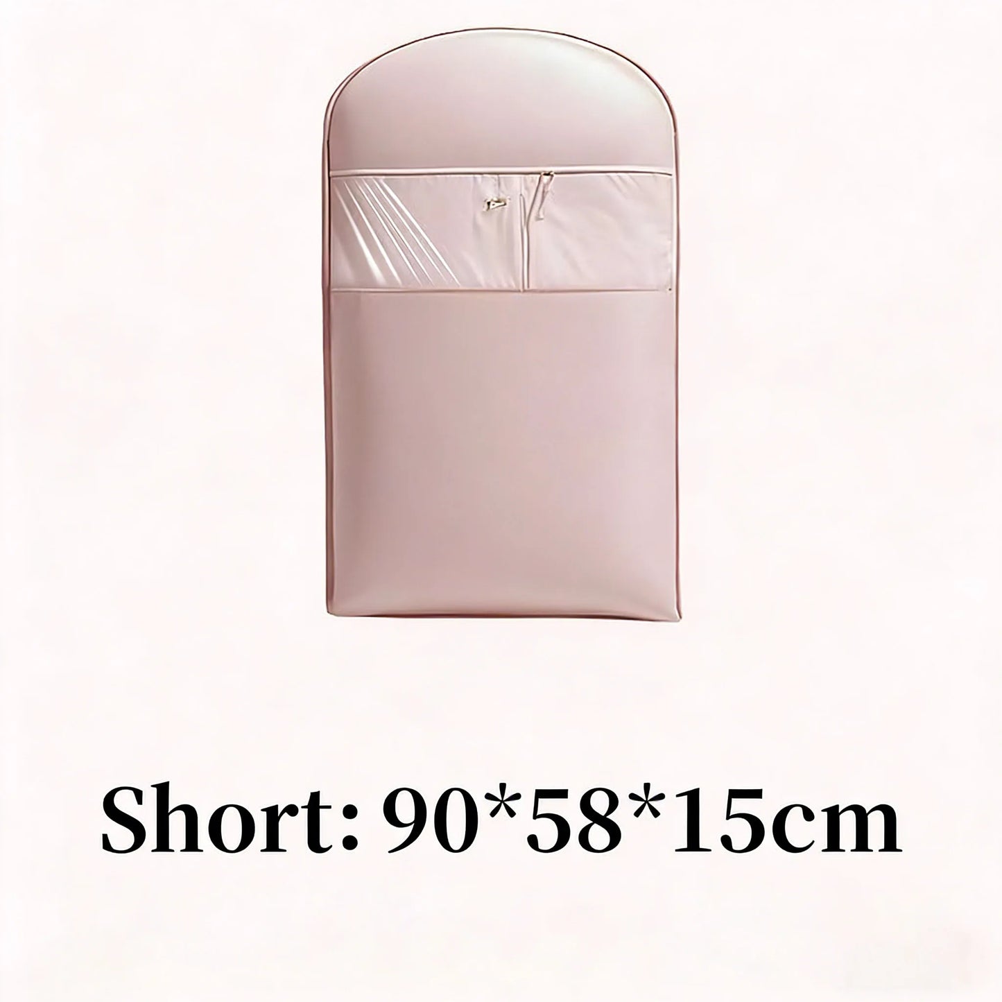 Beige Compression Hanging Bag, 40% Space-Saving Vacuum Seal, See-Through Storage with Durable Zipper for Winter Clothes
