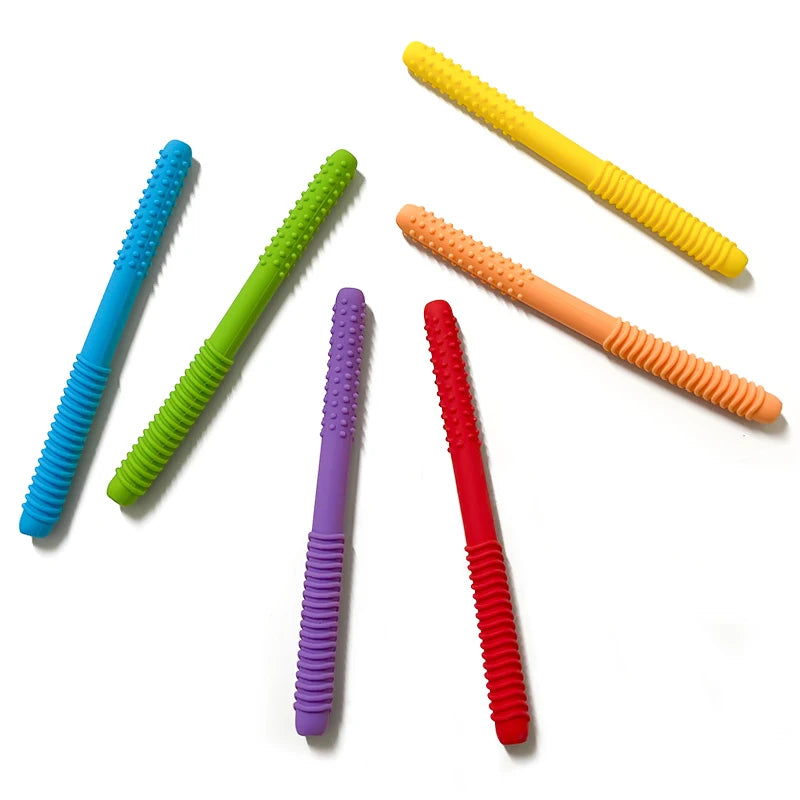 1pcs Straw Teether Children's Toy Soft Silicone Hollow Molar Stick Non-toxic Durable