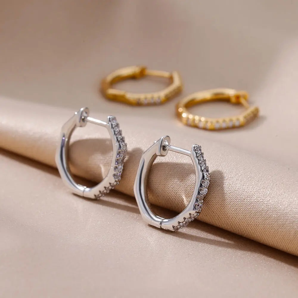 Stainless Steel Earrings For Women Geometric Butterfly Twist Heart Zircon Earring Minimalist Wedding Aesthetic Jewelry Gift 2023