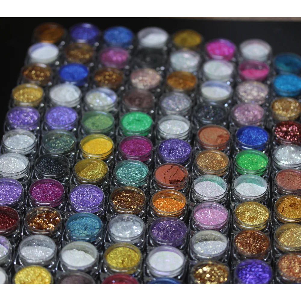 100colors Cosmetic Diamond Highlighter Pigment Eyes Loose Powder Makeup Pearlescent Shiny Eyeshadow Lipgloss Resin Craft DIY