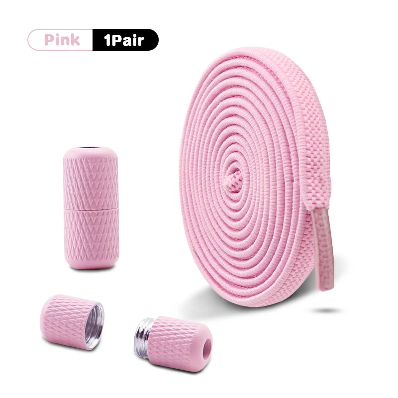 Metal Capsule Buckle Shoelaces without ties Sneaker Flats Elastic Laces Kids Adult Quick Lace On/Off Shoelace 1Pair/2Pair