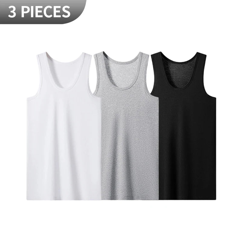 1/3 Piece Men's Vest - Summer Style Slim-Shouldered Solid Color Youth Sports t-Shirt Comfortable Home Wear Inner Layer