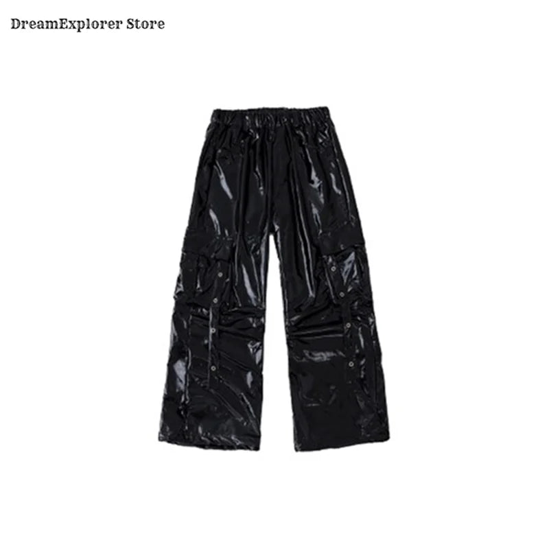 Girls Hip Hop Shiny Crop Top Silver Cargo Pants Kids K-pop Jazz Stree Dance Clothes Sets Children Streetwear Girl Group Costume