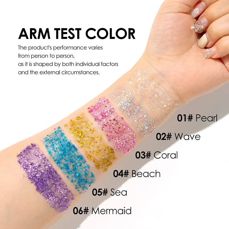 Face Body Sequins Glitter Gel Stick Makeup White Pearl Pink Highlighter Hair Painting Brighten Stage Makeup Flash Sequins Cream