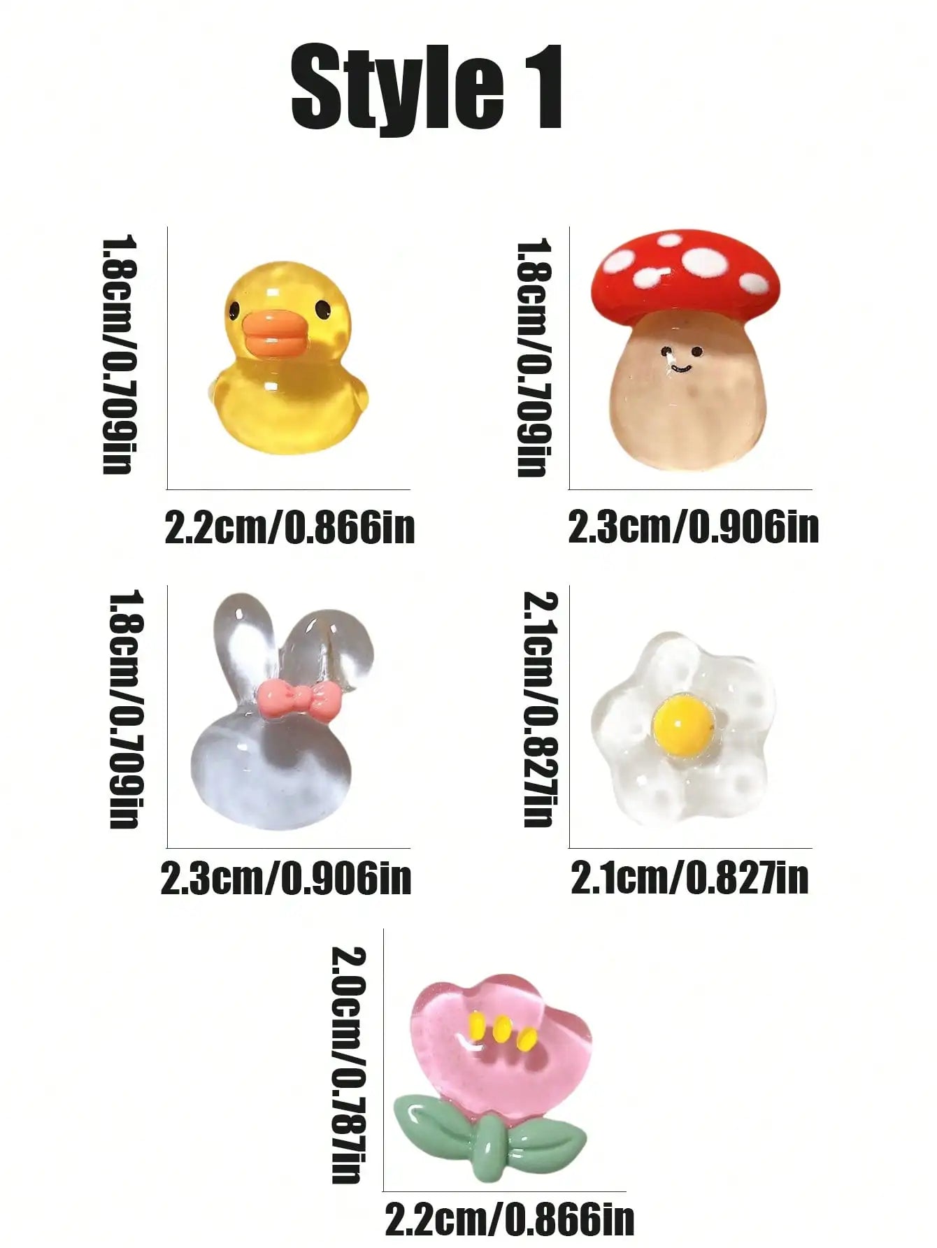 10Pcs Transparent Duck, Rabbit, Mushroom, Flower Shoe Charms Decorations, Suitable for Clogs, Beach Sandals