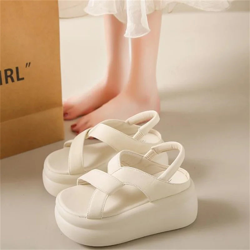 Size 33-40 Shoes for Women Summer Fashion Women Retro Beach Sandals Round Toe Comfortable Casual Shoes Platform Sandals