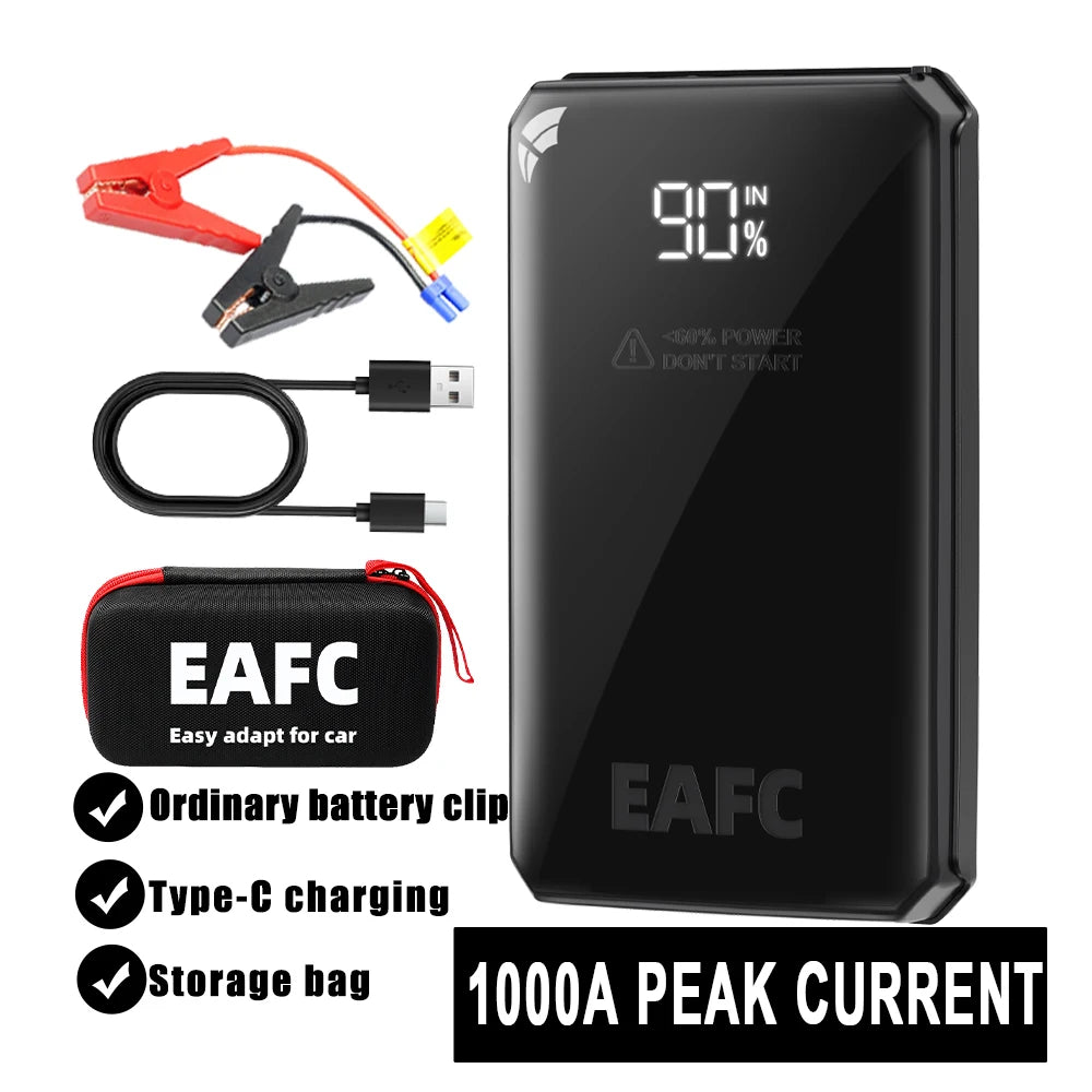 EAFC Portable Car Battery Starter 1000A/ 2000A /4000A JumpStarter Device12V Car Power Bank Booster Buster LED Emergency Light