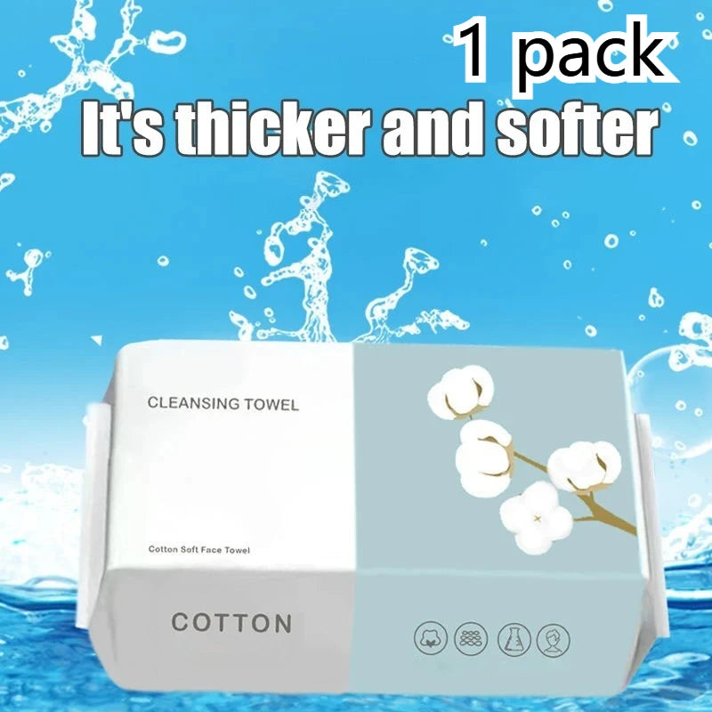 1 Pack of 100pcs Disposable Face Towels, Soft Makeup Remover Wipes, Travel Facial Cleansing Cotton Rounds, Dry & Wet Use