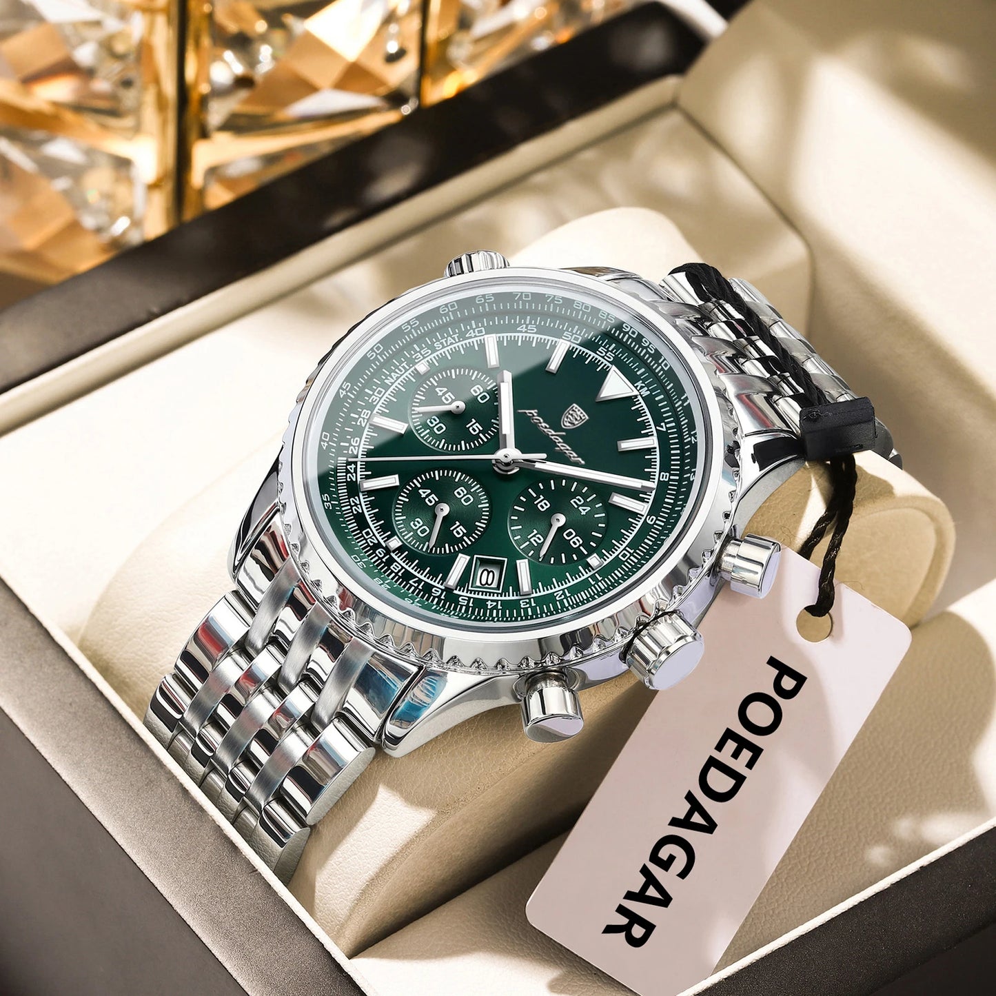 POEDAGAR Top Luxury Men's Watches Waterproof Luminous Chronograph Date Male Watch Stainless Steel Military Quartz Men Wristwatch